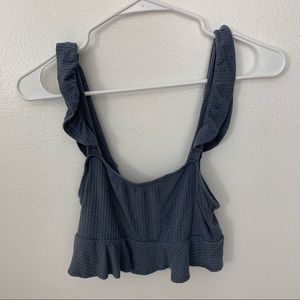 Light blue ruffle strap crop top
